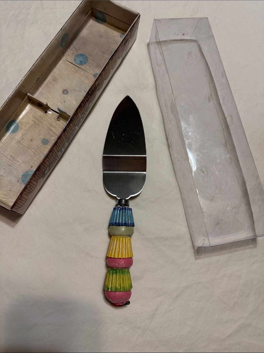 Demdaco Colorful Layered-Bead Cake Server - Blue, Yellow, Pink, Green